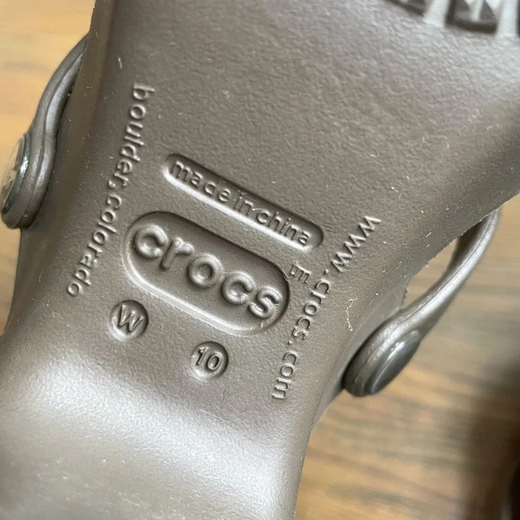 EUC Crocs Cyprus Block Heels Brown Pink Slip On Shoes - Picture 12 of 14